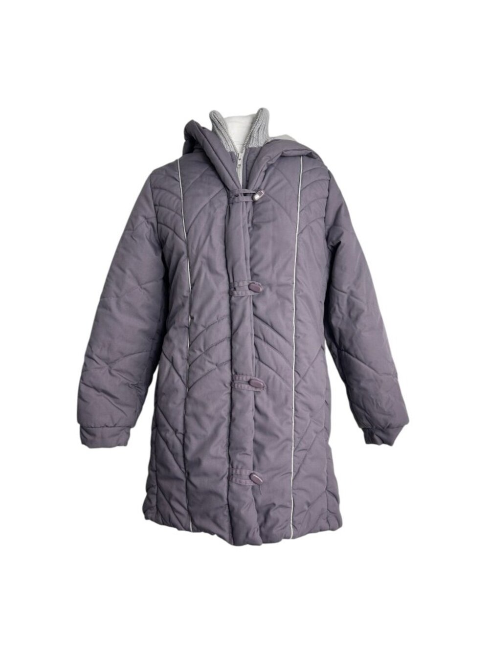 Vintage Dawn Purple Quilted Hooded Puffer Coat Womens Size 12 Winter Jacket